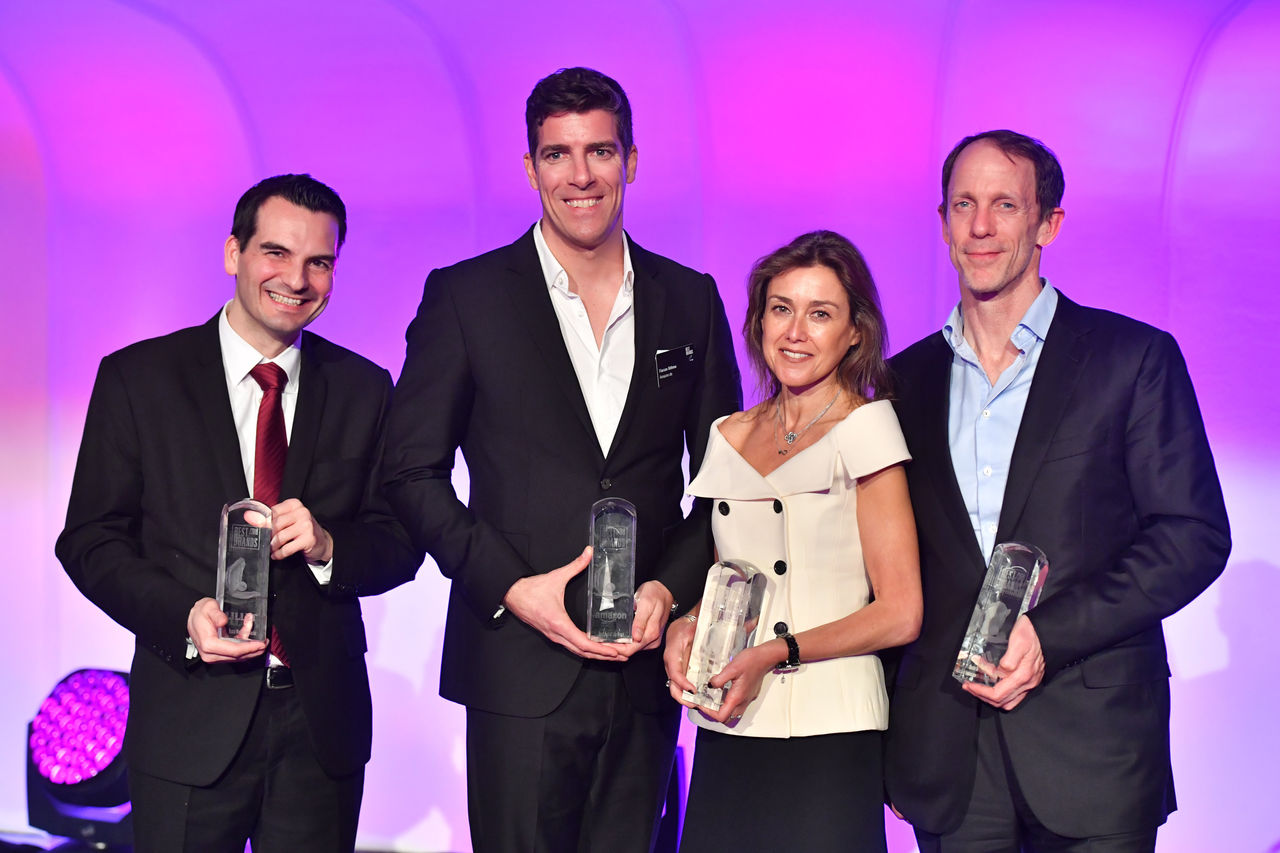 Benjamin Franke (Marketing Director Pernod Ricard Deutschland GmbH), Florian Böhme (Amazon.de), Julia Goldin (Chief Marketing Officer LEGO Systems A/S), Eric Liedtke (Vorstand Global Brands adidas AG World of Sports)
/ Verleihung der Best Brands 2019 im Hotel Bayerischer Hof in Muenchen am 20.02.2019
/ Foto: BrauerPhotos / G.Nitschke fuer Best Brands